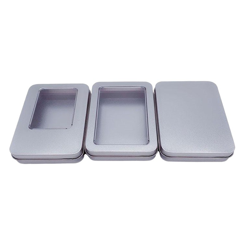 Square Tinplate Box Nail Clipper Tool Badge Storage Box Metal Window Frosted Rubik's Cube Dice Small Tin Box