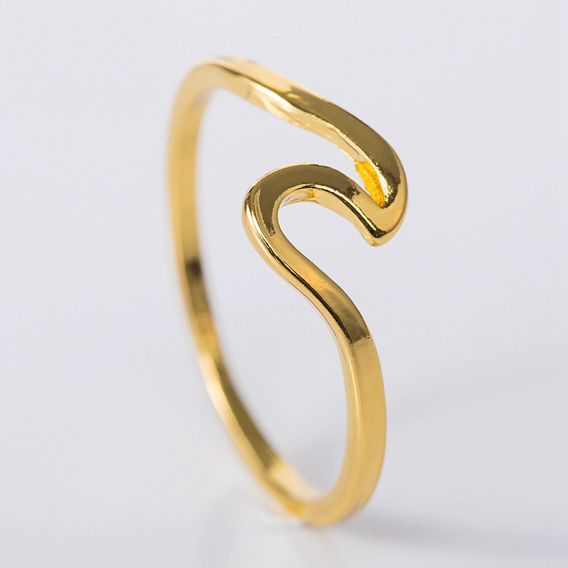 Wish Best-Selling Simple Wave Ring Simple Copper Silver-Plated Cross-Border Wholesale Jewelry Ring