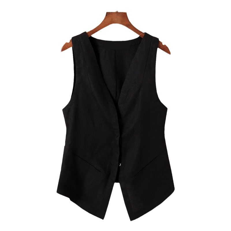 Picture of 2024 Spring, Summer and Autumn Vest Women's Linen Outerwear Jacket Women's Short Cotton and Linen Vest Casual Thin