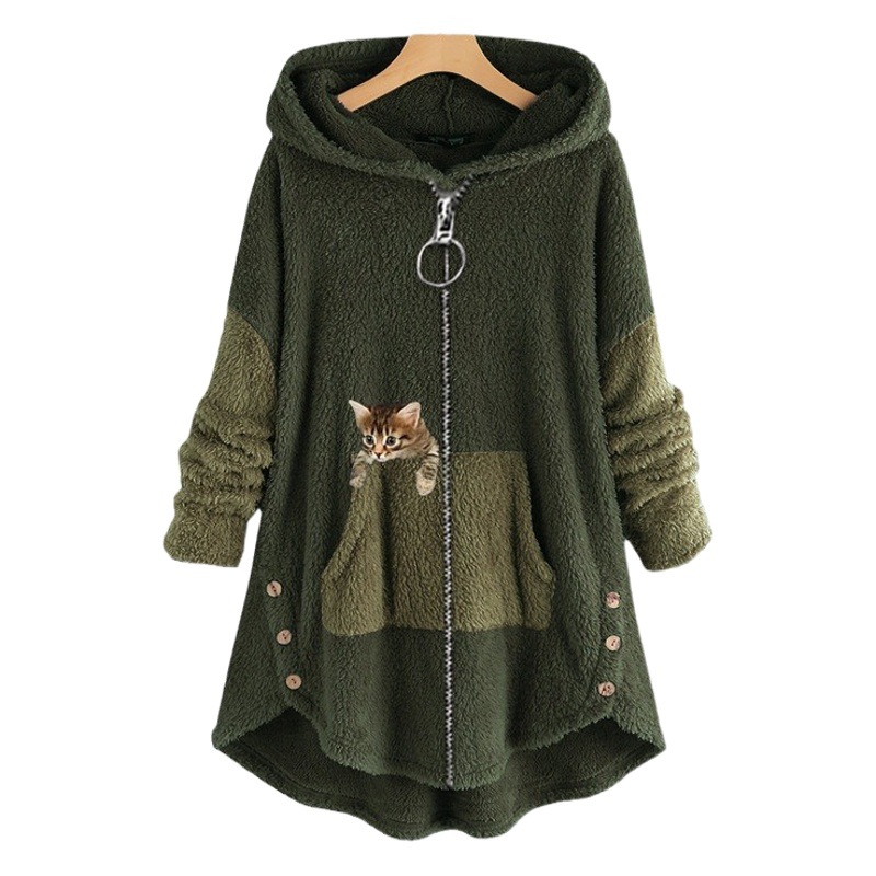 Creative 2024 Autumn Harajuku Street Tide European and American Velvet Women's Hood Loosen plus size Sweat