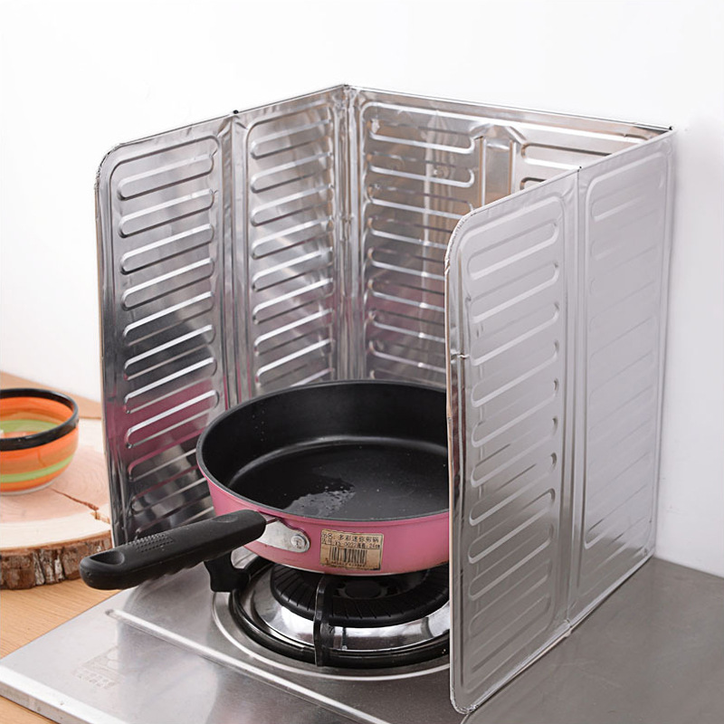 Picture of Factory direct creative kitchen aluminum foil stove oil baffle folding cooking heat insulation splash oil baffle