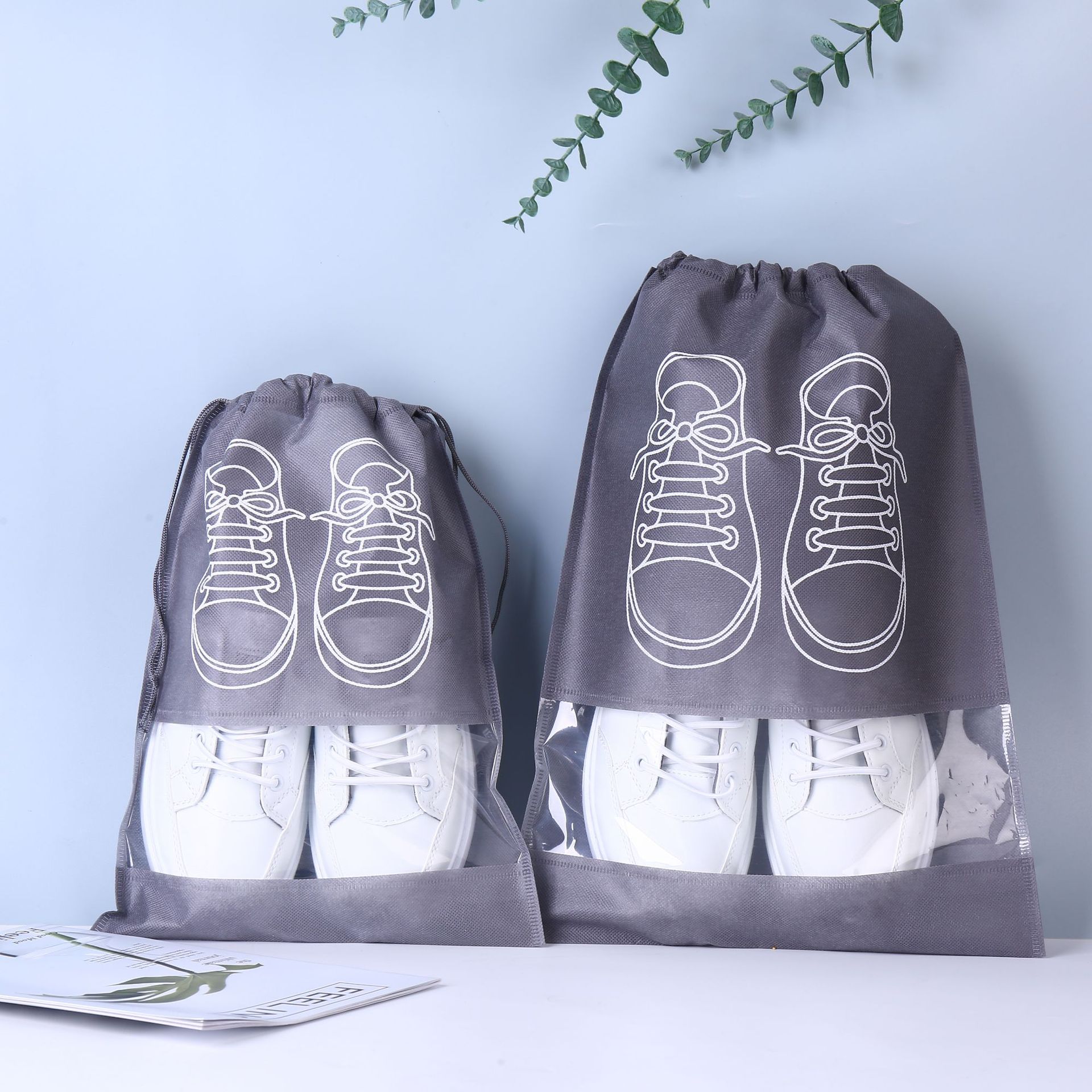 In stock shoes storage bag non-woven drawstring bag household travel storage bag dustproof environmental protection bag drawstring shoes bag