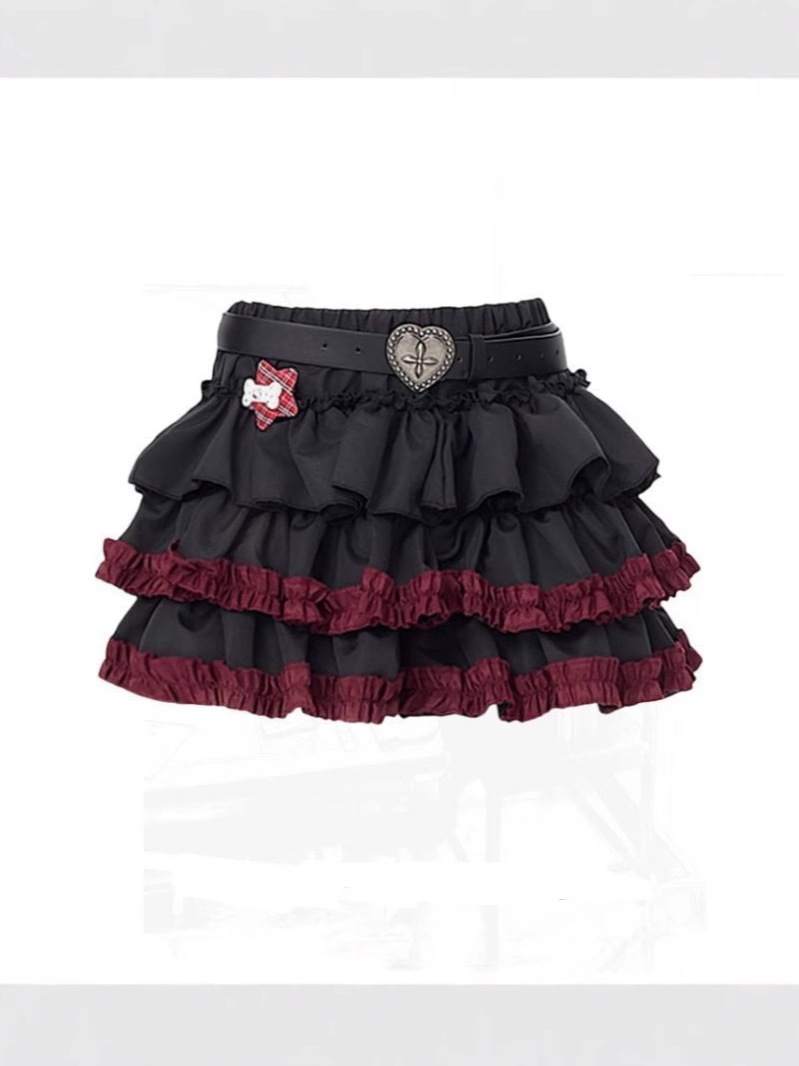 New Korean-style Dark Puff Short Skirt Abi Punk Anti-glare Niche Slim Look All-match Cake Skirt