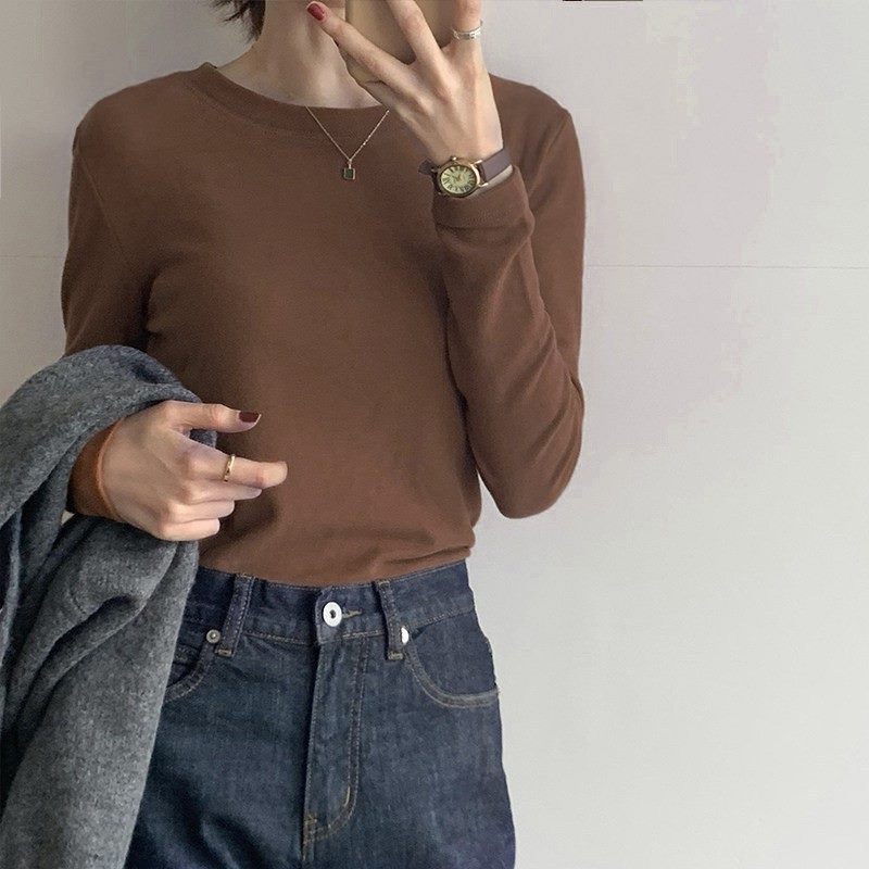 Picture of Derong Long-Sleeved Shirt for Women in Autumn and Winter New Style Fleece-Lined and Thickeneded Half Turtleneck Bottoming Shirt for Women with Western Style Top