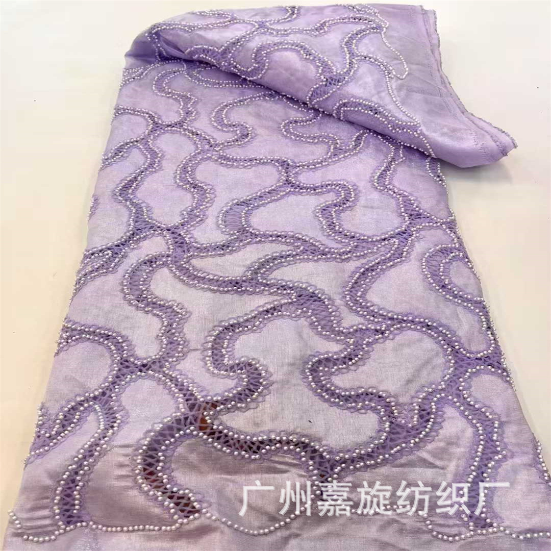 Picture of Summer Cut Out Beading Laser Embroidered Cloth Dress Cheongsam Fashion Lace Quality Cord Lace