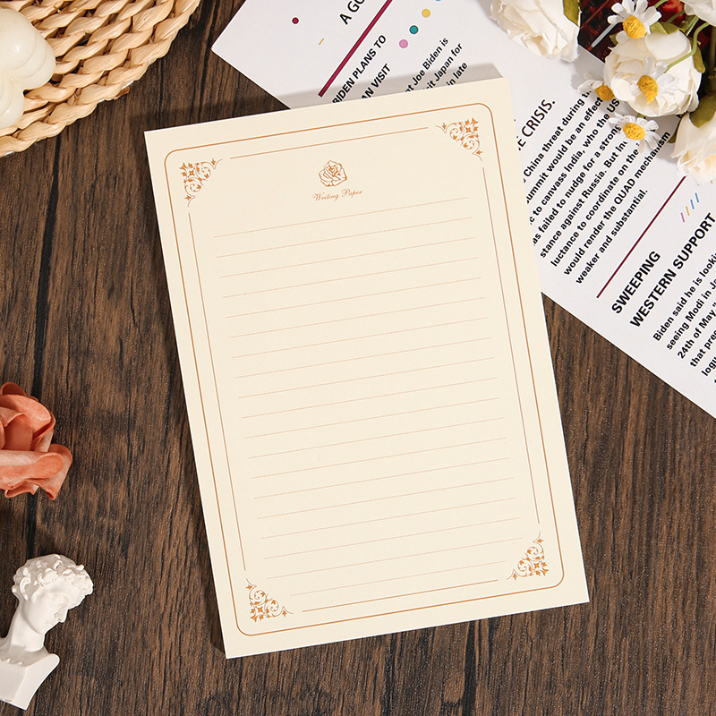 Picture of Linen Envelope Letter Paper Set Retro Love Letter Chinese Style Cowhide Special Paper Invitation Postcard Fire Paint Envelope