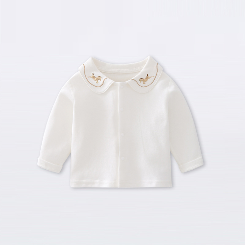 Foreign Trade Children's Clothing Factory Customized Baby Lapel T-Shirt New Pure Cotton Long-Sleeved Bottoming Shirt Infant Cotton Top
