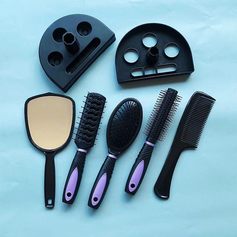 Picture of Cross-Border Supply Mirror Comb 5-Piece Hairdressing Comb with Base Set Massage Scalp Beauty Comb Yiwu Supply