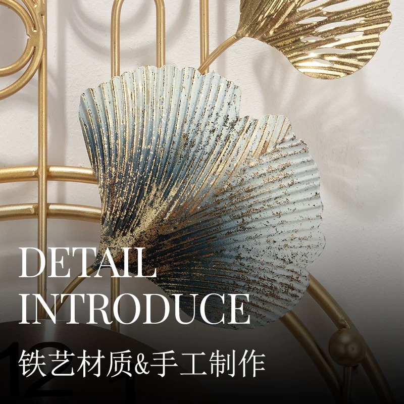 Picture of Dual-use Creative Clock and Clock Living Room Dining Room Clock Light Luxury Wall Clock Wall Clock Decorative Ginkgo Leaf Art Large Wall Watch