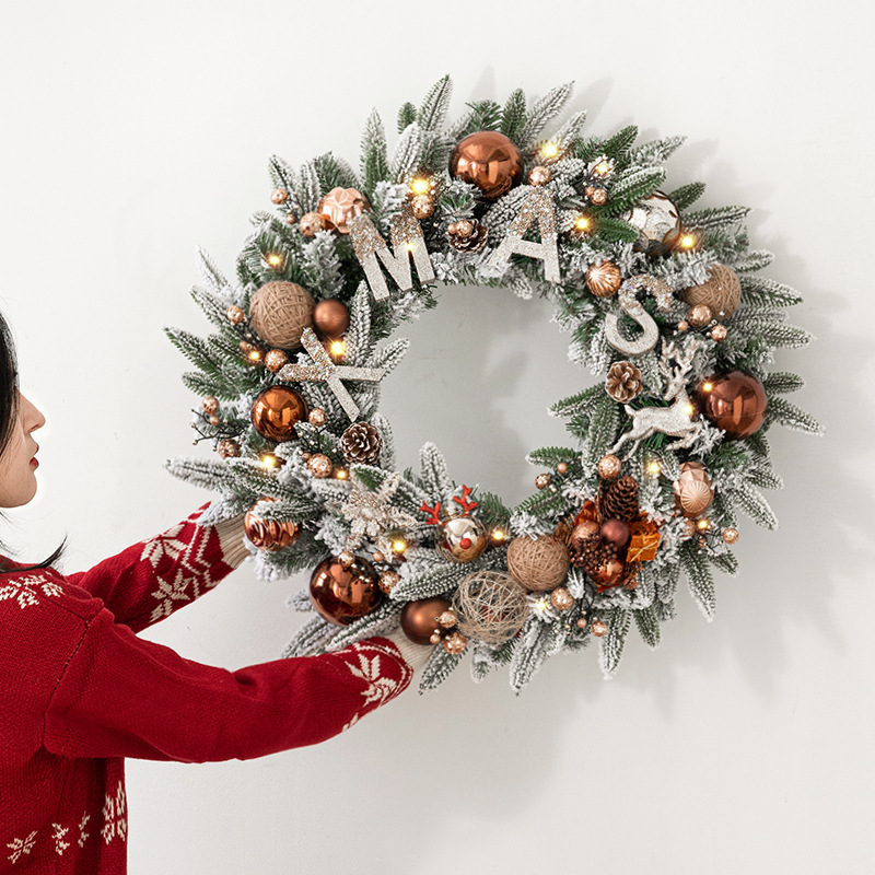 New Christmas Wreath Door Hanging 50/60cm Christmas Decorations Snowflake Ring Package Hanging Decorations Scene Decoration Ornaments