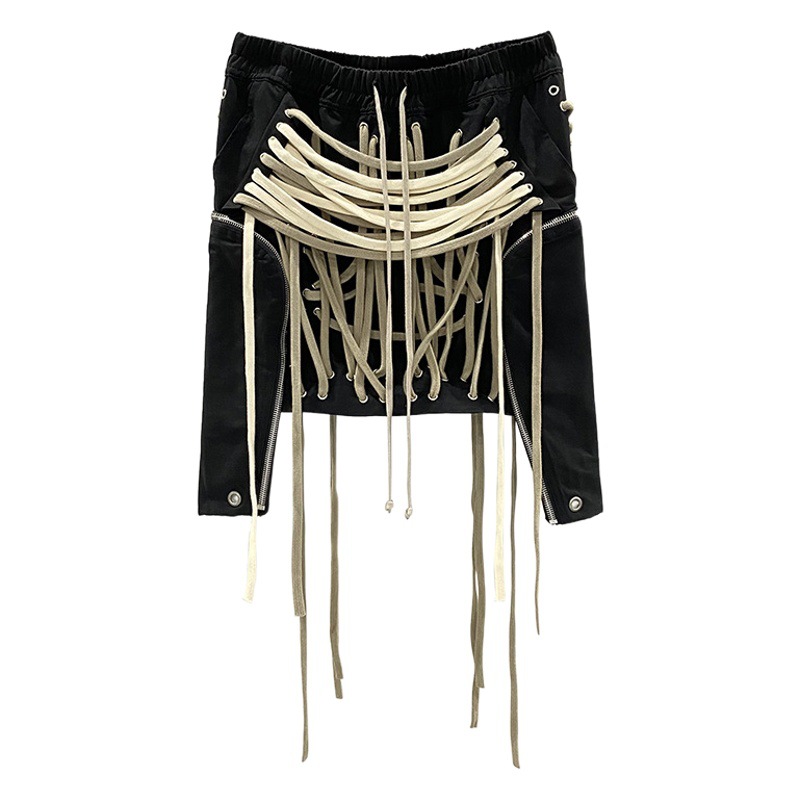 SUBHUMAN women's slim-fit short skirt with rope ribbon cross mummy style