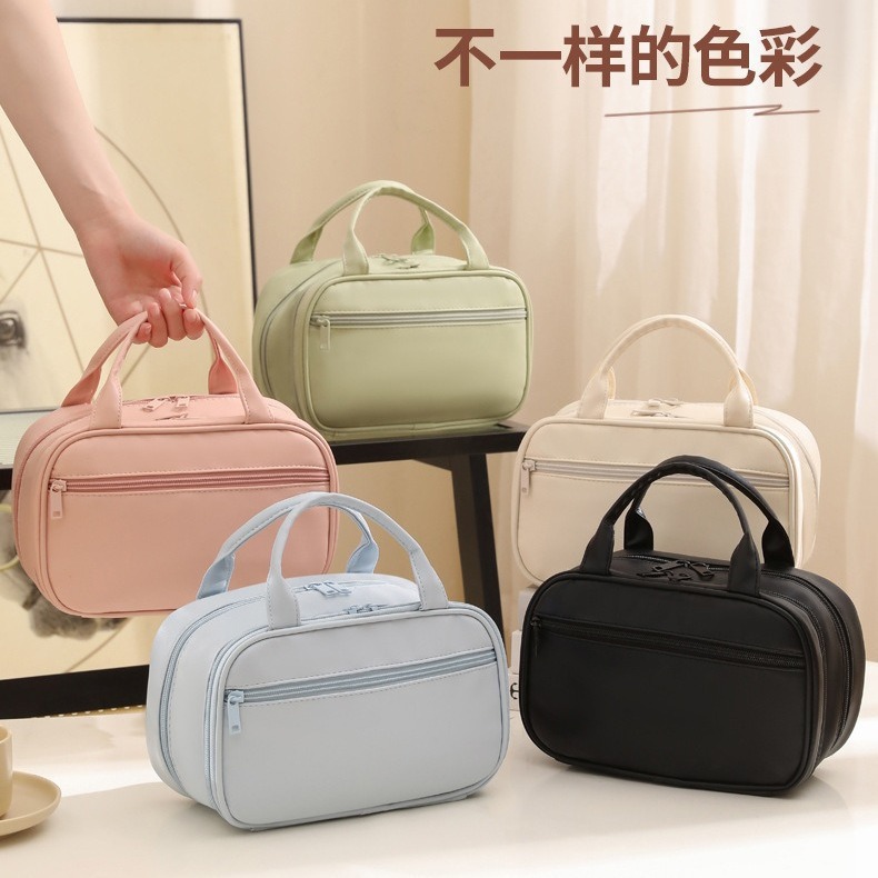 New PU Portable Cosmetic Bag Large Capacity High-Level Waterproof Wash Bag Travel Multi-Function Storage Bag for Women