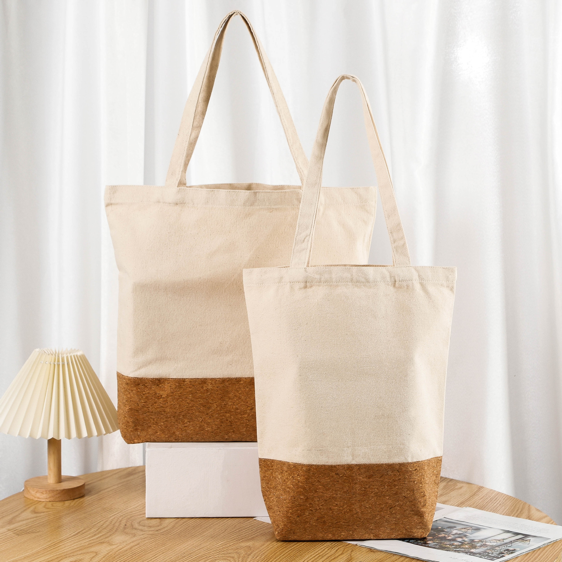 Custom Cork double portable shopping advertising bag large capacity shoulder tote bag can be customized logo