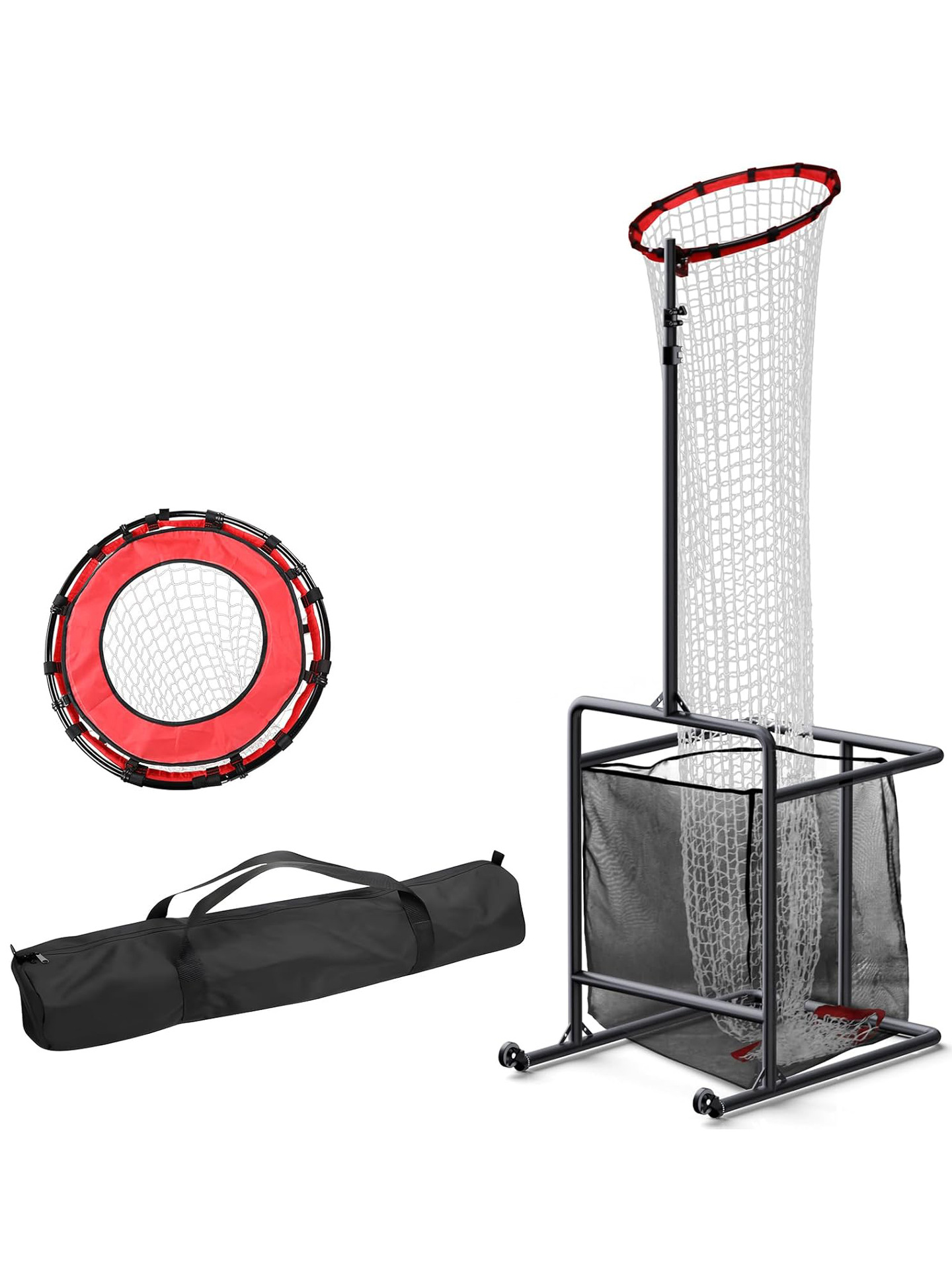 Portable Movable Volleyball Practice Net Adjustable Volleyball Training Net II Pass Net with Collected Ball Net
