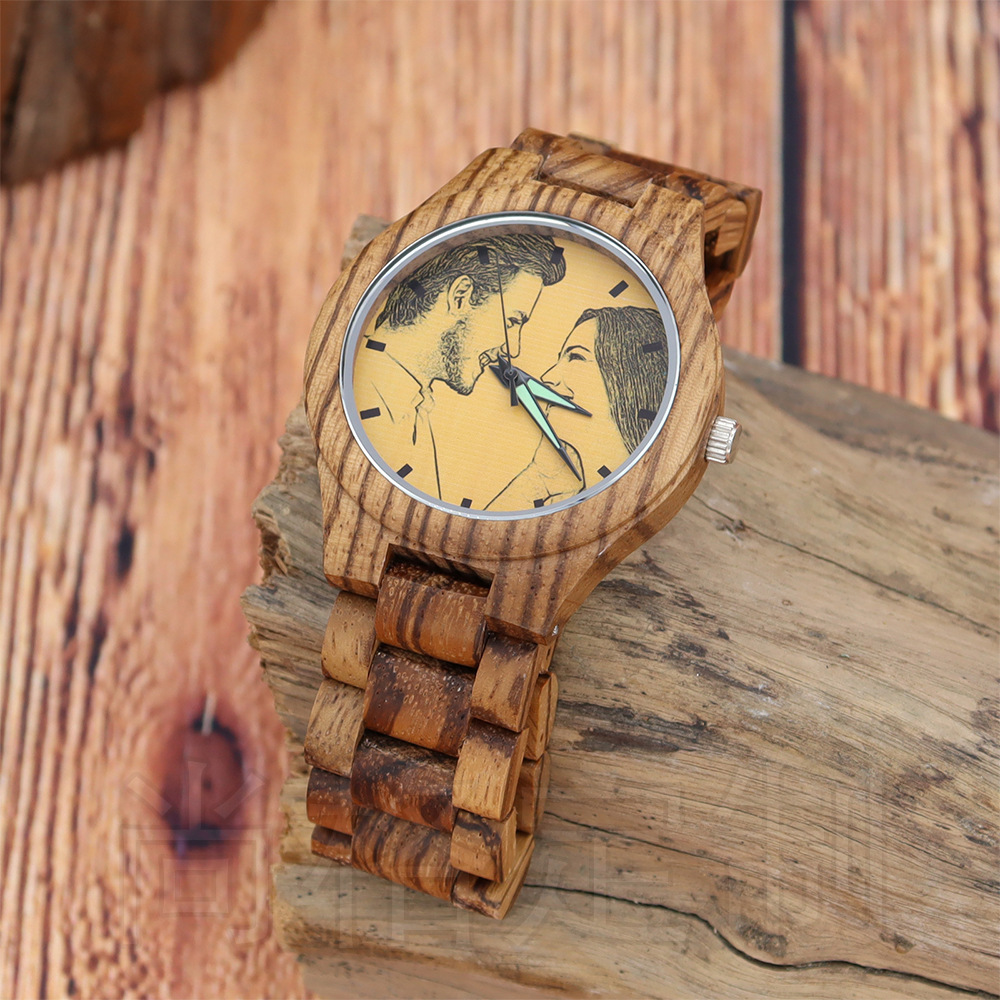 Wooden case bamboo dial fashion DIY photo watch