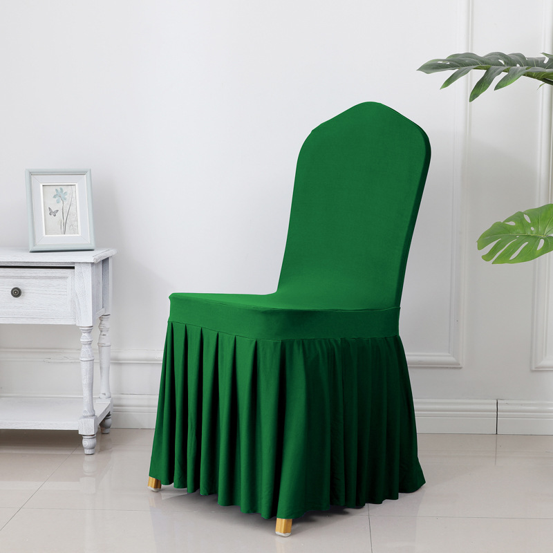 Picture of Chair Cover Thickened Stretch Pleated Skirt Dining Chair Cover Hotel Wedding Banquet Event Stool Cover Hotel Cloth