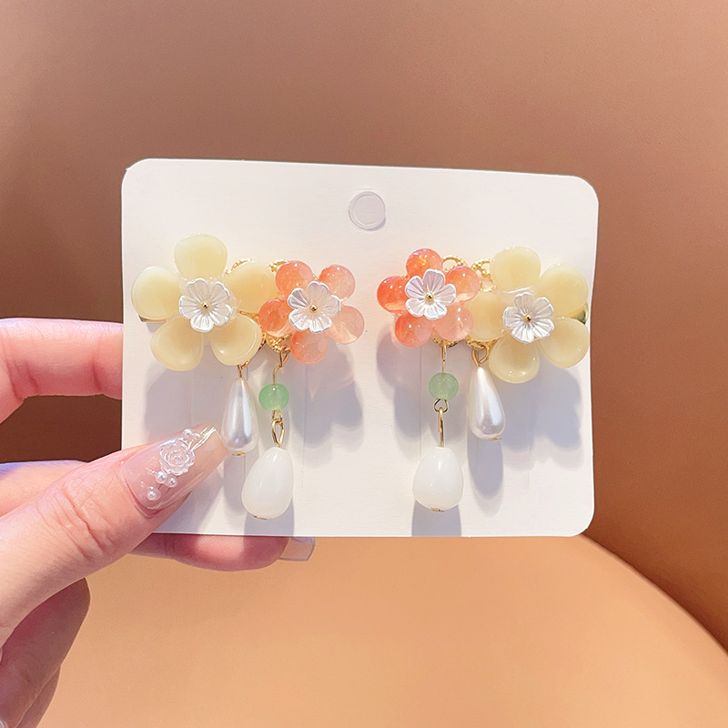 Picture of Hanfu Headwear for Girls and Children Chinese Style Walking Tassel Hairpin for Girls Super Fairy Princess Ancient Dress Flower Hairpin Headwear