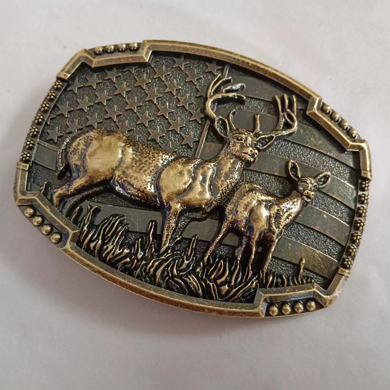 in stock Outdoor Hunting Zinc Alloy Belt Buckle Elk Belt Buckle European and American Fashion Belt Buckle