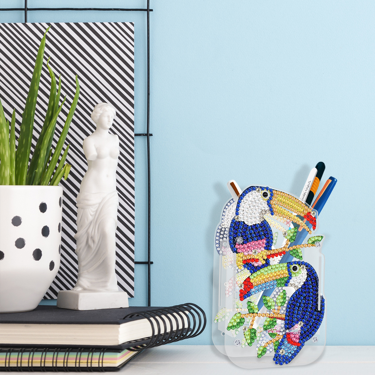 Picture of Diamond painting peripheral pen holder transparent PVC pen holder foreign trade new creative handmade stick drill desktop storage ornaments