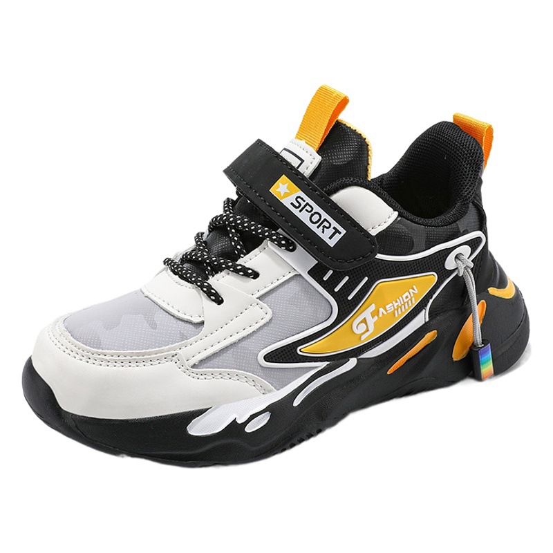 Children's shoes boys' sneaker waterproof leather casual running shoes for primary school students lightweight soft bottom middle and large children's daddy shoes