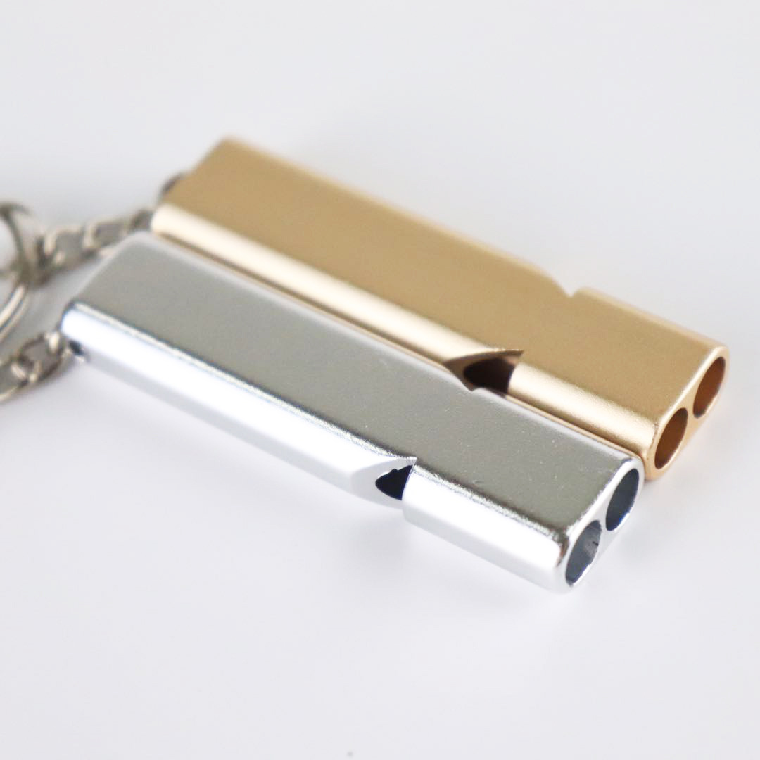 Picture of Aluminum Alloy dual-frequency survival whistle outdoor whistle double tube outdoor survival life-saving whistle equipment EDC worker