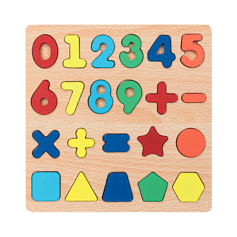 Picture of Wooden Kidsren's Number Board Letter Board Puzzle Puzzle Geometric Shape Matching Hand-grabbing Panel Early Education Educational Toys