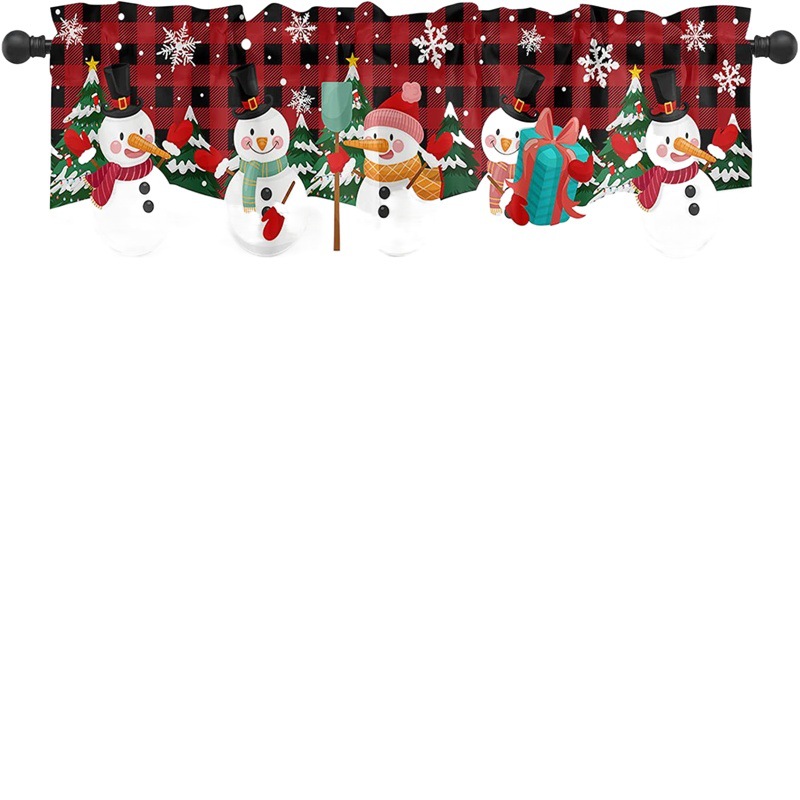 Modern Simple Amazon Kitchen Curtain Half Curtain Cross-border Christmas Small Window Decoration Polyester Cotton New Factory Hot Sale