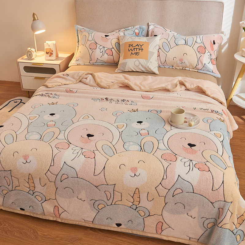 Picture of Blanket Coral Fleece Cover Blanket Flannel Blanket Cartoon Sofa Blanket Single Bed Sheet Single Air Conditioning Nap Blanket Quilt