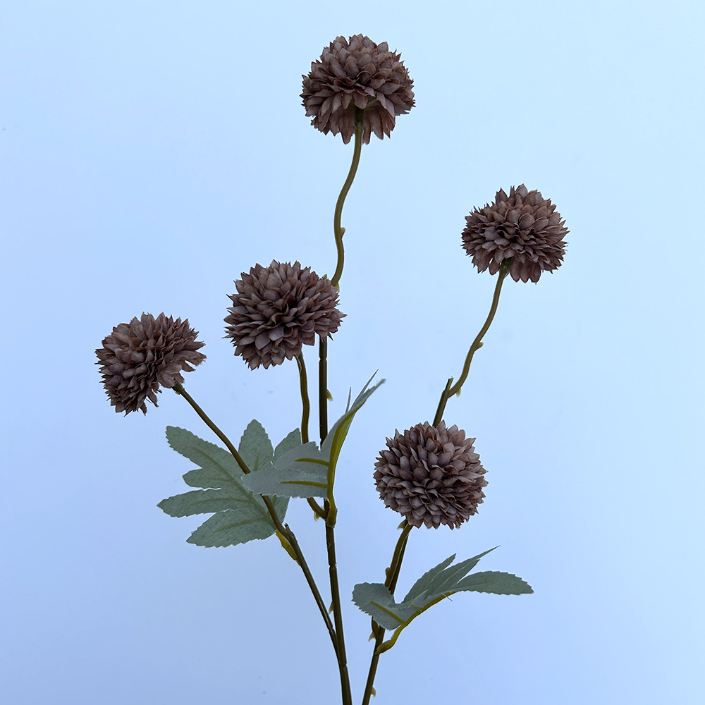 Picture of Simulation of 5 autumn dandelion ball chrysanthemum 5 small onion ball wedding home decoration bouquet soft photography props pu