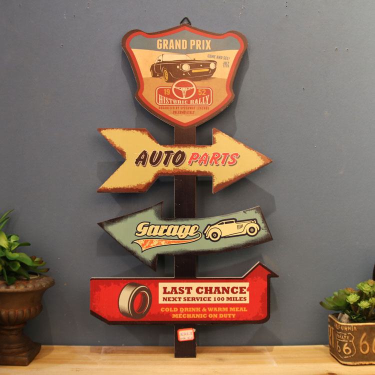 Picture of American Style Retro Old Signs Road Signs Wall Decorations Wall Hanging Bar Internet Cafe Decorations Pendant Wall Decorations Crafts