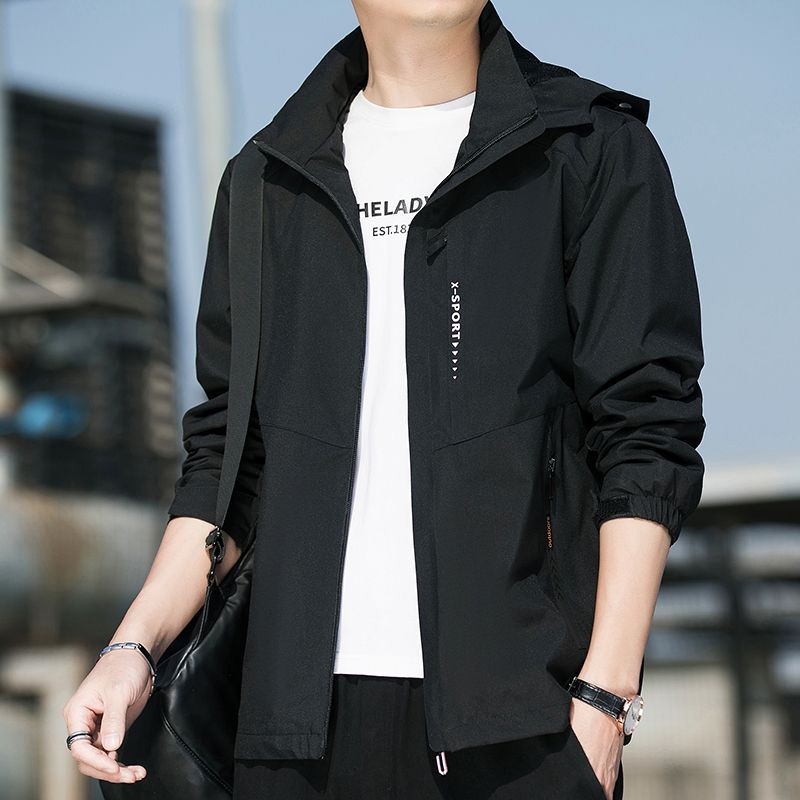 Paul 2023 men's jacket spring and autumn jacket detachable hat youth waterproof windproof outdoor leisure jacket