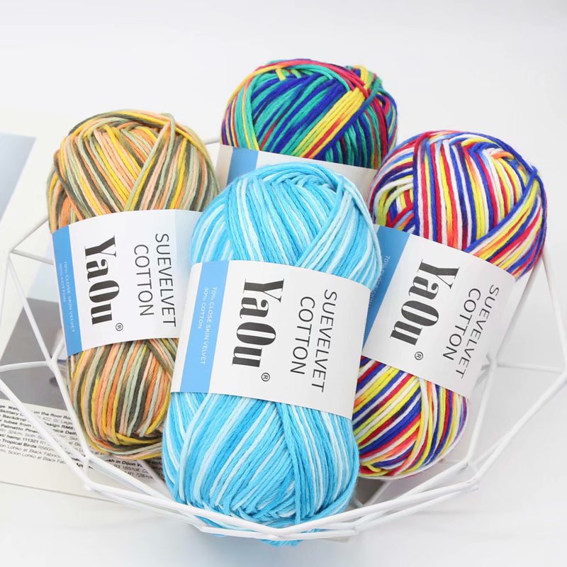 Picture of Su velvet silk colored cotton hand-woven baby/baby wool diy hand-knitted/section dyed thin scarf stick needle thread