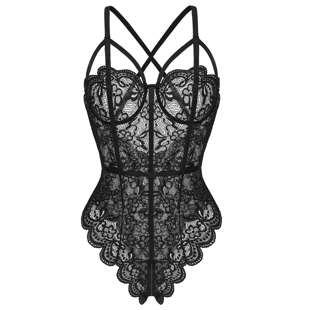 Valentine's Day Sexy Underwear European and American Cross-border Adult Underwear Open Lace Hollow One-piece Suit bodysuit