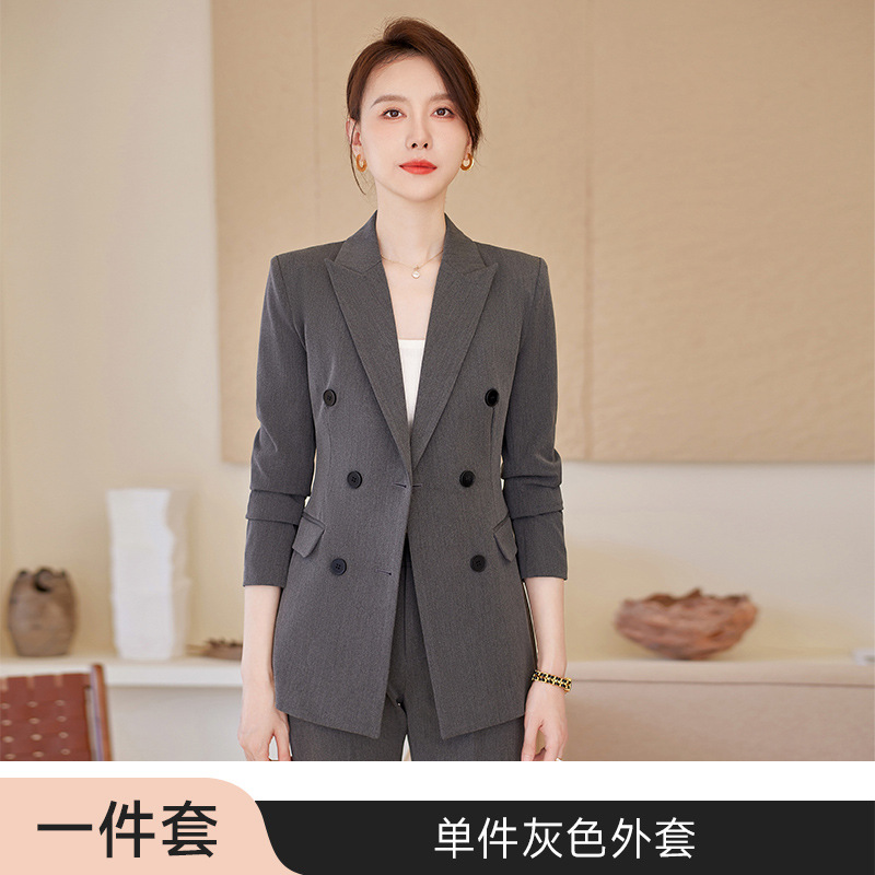 Picture of High-end Suit Jacket Women's Spring and Autumn Clothes Korean Temperament Business Wear Interview Dress Work Clothes Gray Suit suit
