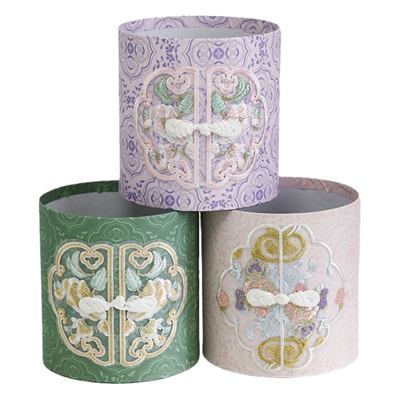 New Chinoiserie Embroider Flower Arrangement Bucket Flower Shop Materials Flower Packaging Gift Box Hug Bucket Antique Bouquet Bucket Handmade DIY