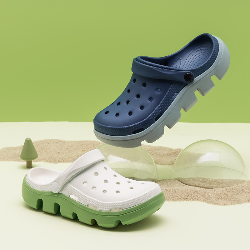 Men's Sandals Summer New Garden Shoes Thick-soled Hole Shoes Thick-soled Hole Shoes Hole Shoes EVA Two-wear Half-slippers Beach Shoes