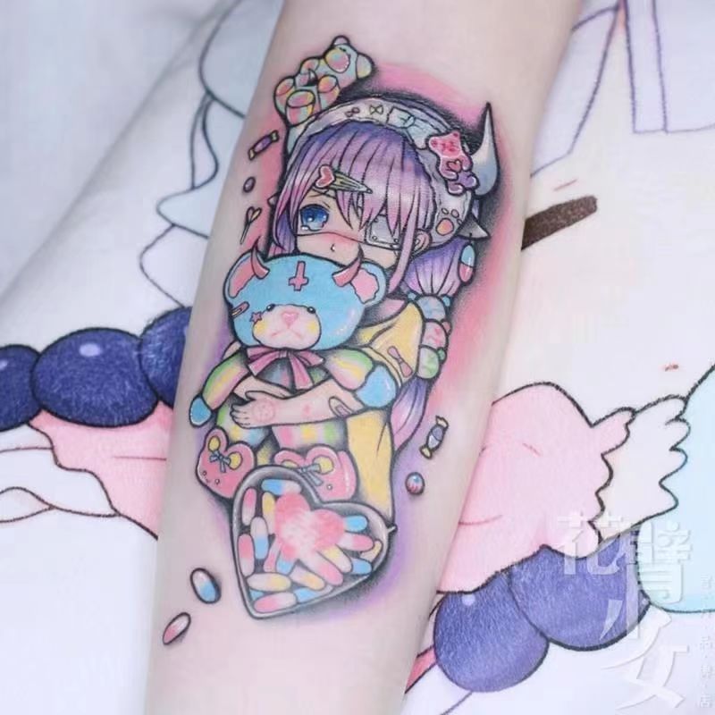 Picture of Diablo Tattoo Sticker Women's Waterproof Lasting European and American Violence Lori ins Cute Cartoon Flower Arm Non-Reflective Anti-Han