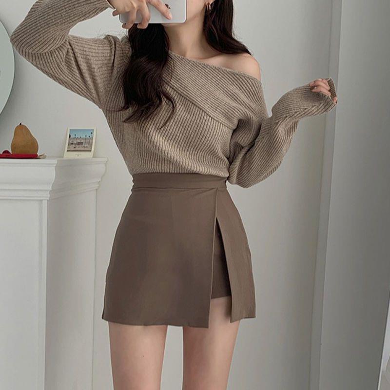 Slit Skirt for Women Spring & FAll 2024 New Slim High-wAisted A-line Hip Skirt ElegAnt BlAck Skirt Shorts Skirt