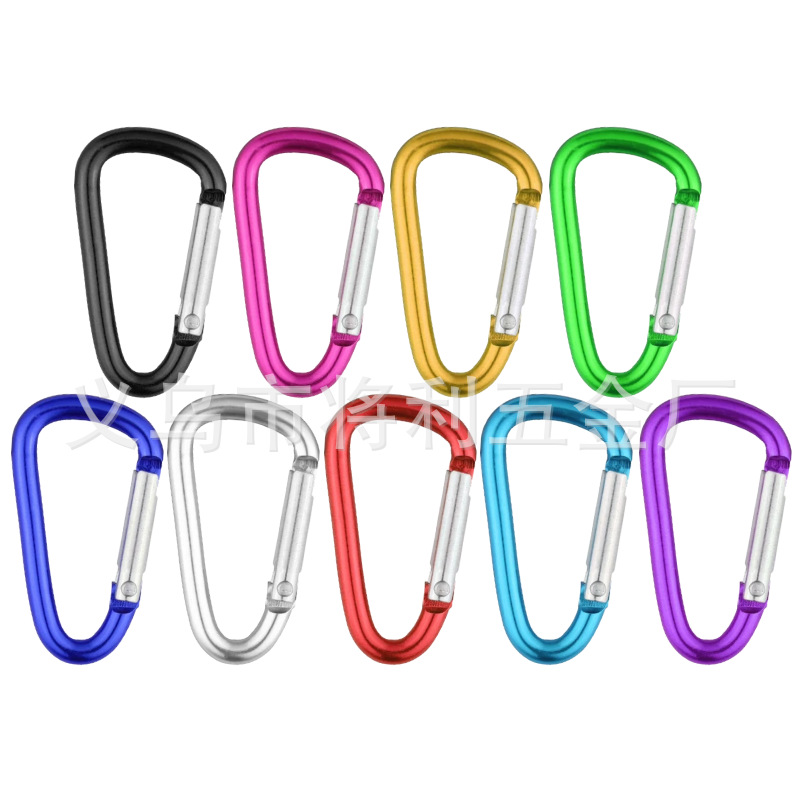 Picture of In stock wholesale 4 5 6 7 8 D type hard aluminum alloy environmental protection carabiner outdoor travel spring hook