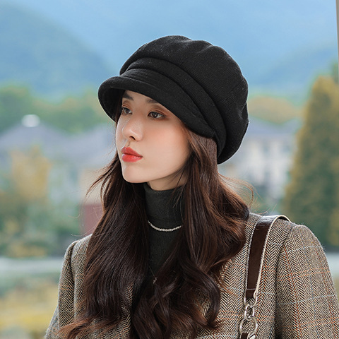Octagonal Cap Children Autumn and Winter Korean Fashion All-match British Beret Japanese Plaid Simple Painter Cap