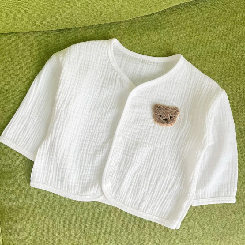 Picture of Pure Cotton Gauze One-Piece Clothes Newborn Baby Short-Sleeved Summer Thin Harem Clothes for Men and Women Baby Pajamas Summer Crawl Clothes