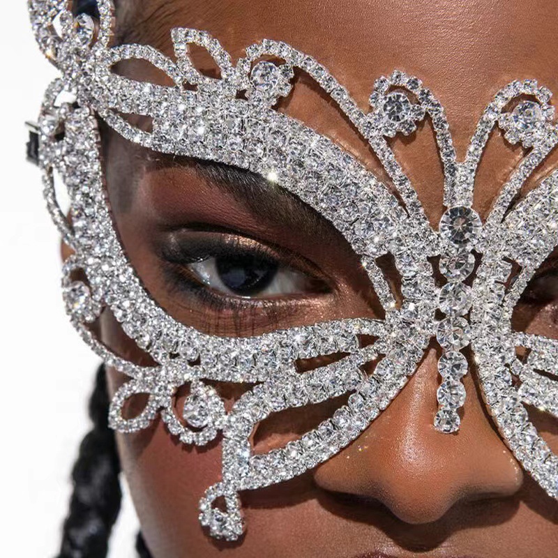 Picture of European and American Beauty Diamond Butterfly Mask Makeup Ball Fashion Rhinestone Curtain Wear Accessories