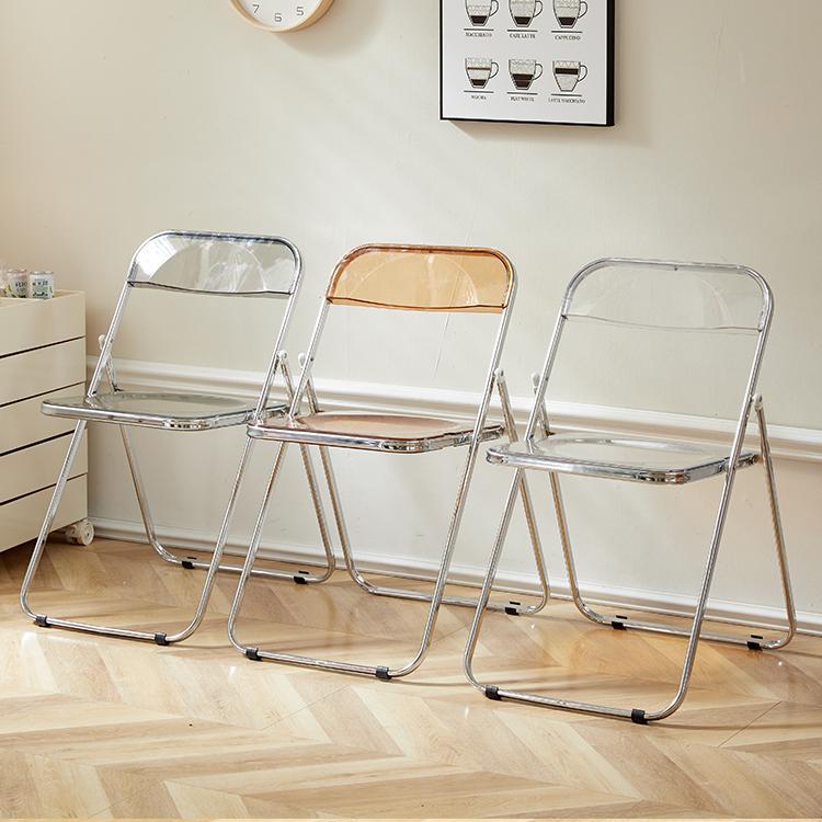 Transparent Folding Chair Acrylic Home Ins Style Dining Chair Fashion Internet Celebrity Clothing Store Photo Chair Makeup Stool