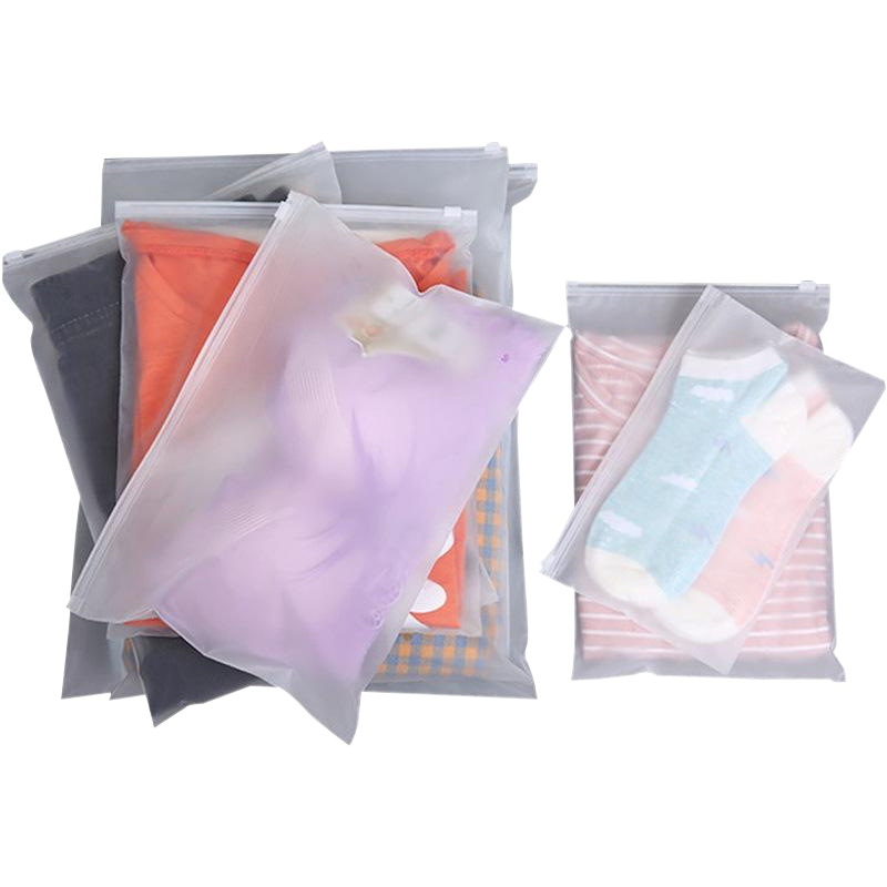 cpe frosted clothing sealed zipper bag underwear socks clothes plastic storage self-sealing packaging bag silk screen printing