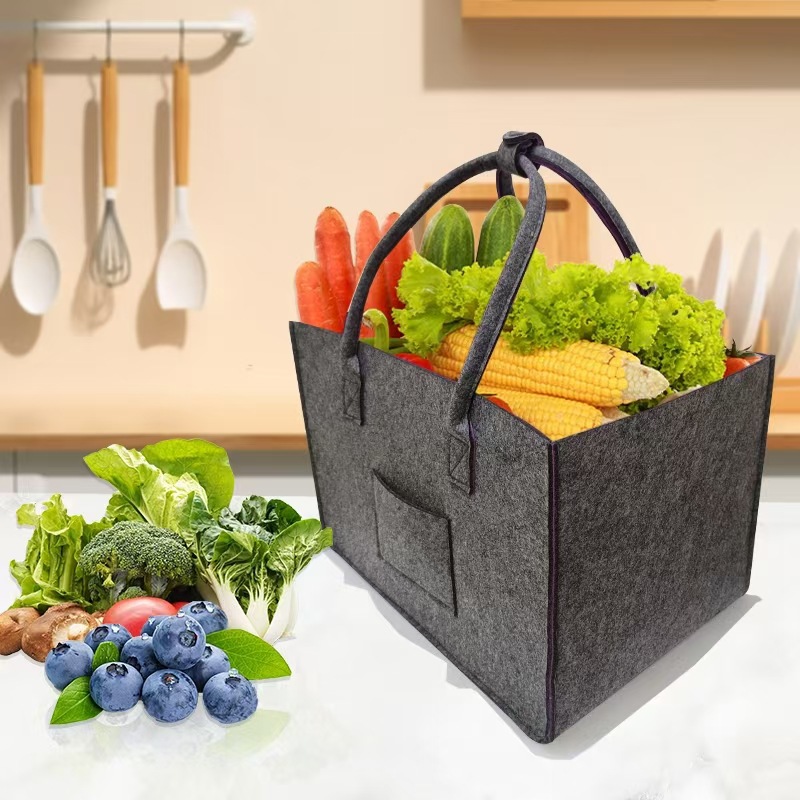 felt firewood bag felt bag handbag non-woven vegetable basket grocery shopping bag clothing storage bag gray felt