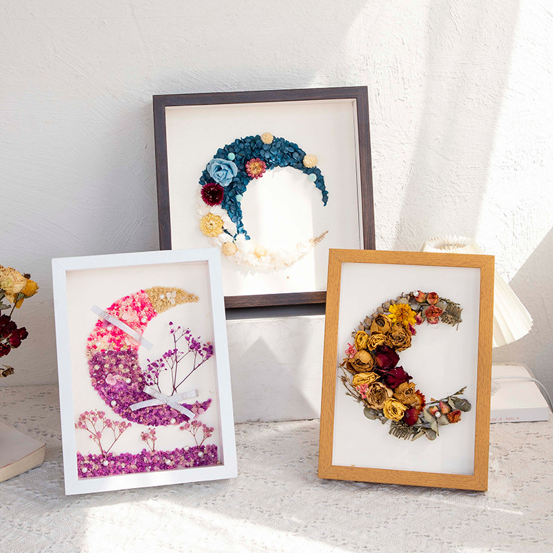 Picture of Factory wholesale dried flower photo frame stereo diy handmade paper towel rose hollow 3CM6CM specimen frame table
