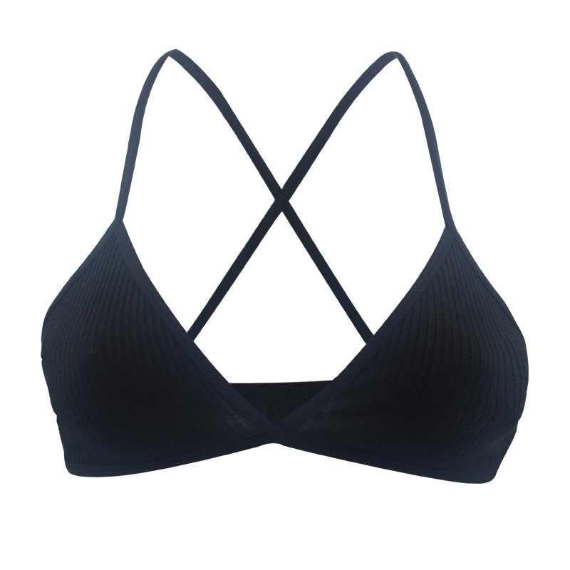 Picture of Thin cotton bralette cross back triangle cup without steel ring comfortable breathable bra light thread underwear