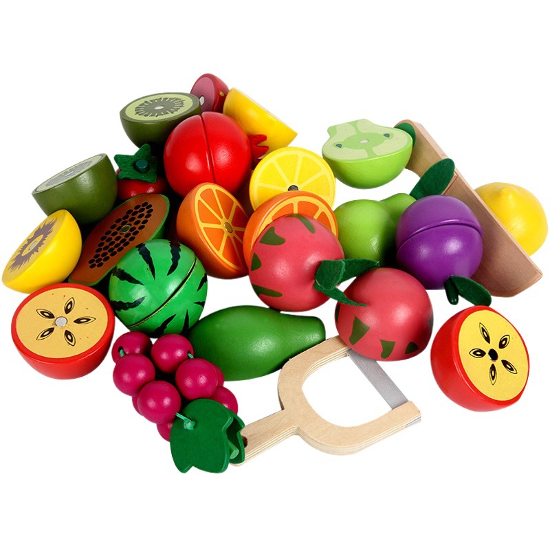 Baby Lebi Wooden Play House Toy Educational Fruit and Vegetable Cutting Music Artificial Toy Cutting and Watching 1-3 Years Old
