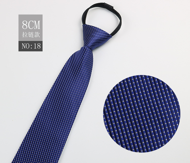 Picture of Factory Black Men's Tie Striped Blue Business Tie Lazy People Knot Free Zipper Tie in stock Wholesale