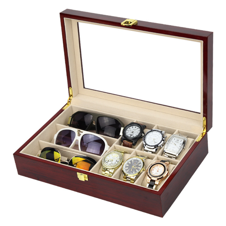 in stock Wholesale High Gloss Paint Watch Glasses Storage Display Box Paint Watch Glasses Gift Box Paint Wooden Box